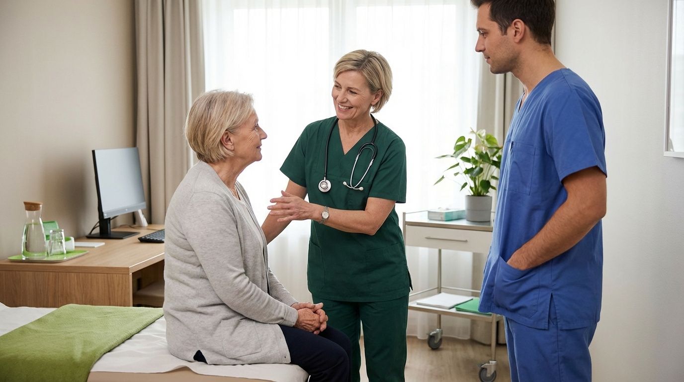 Dos personas en una recepción