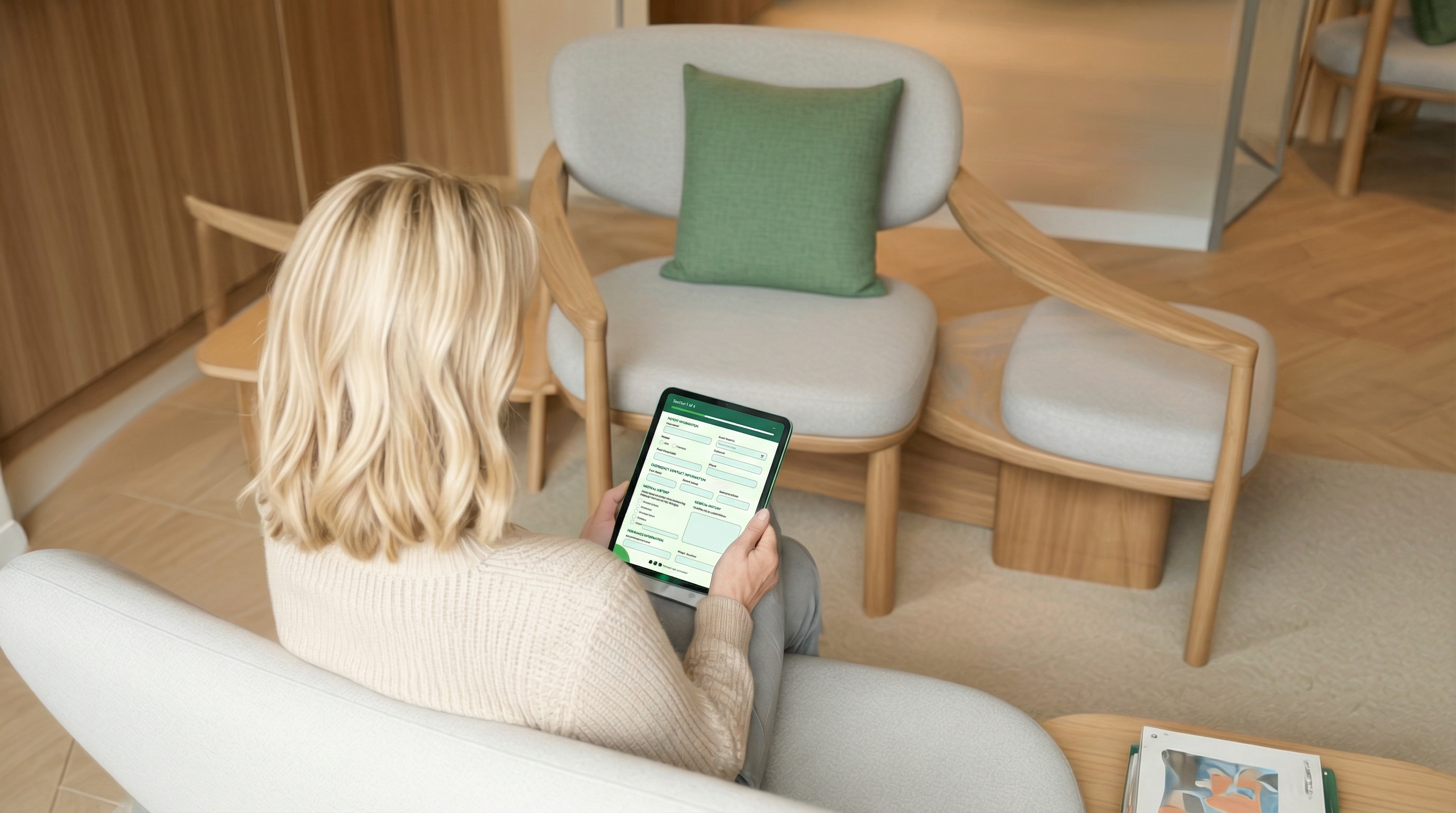 Una persona mirando una tablet